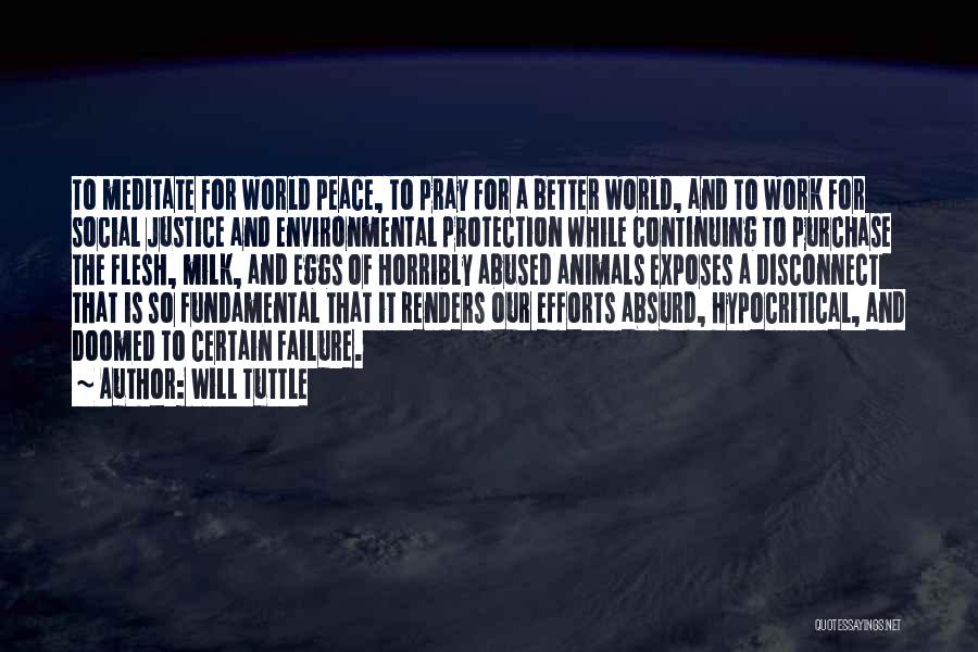 Will Tuttle Quotes: To Meditate For World Peace, To Pray For A Better World, And To Work For Social Justice And Environmental Protection