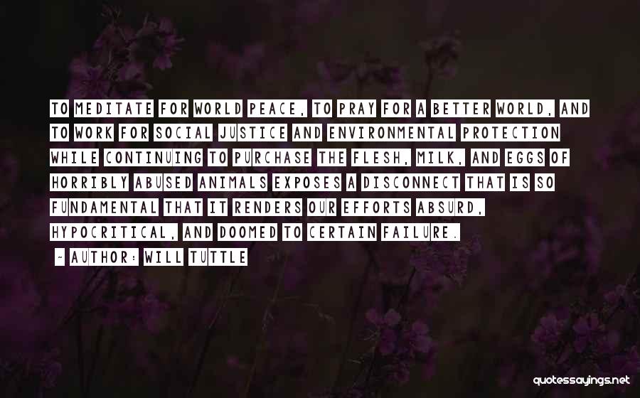 Will Tuttle Quotes: To Meditate For World Peace, To Pray For A Better World, And To Work For Social Justice And Environmental Protection