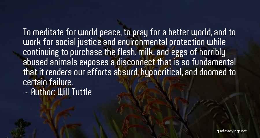 Will Tuttle Quotes: To Meditate For World Peace, To Pray For A Better World, And To Work For Social Justice And Environmental Protection