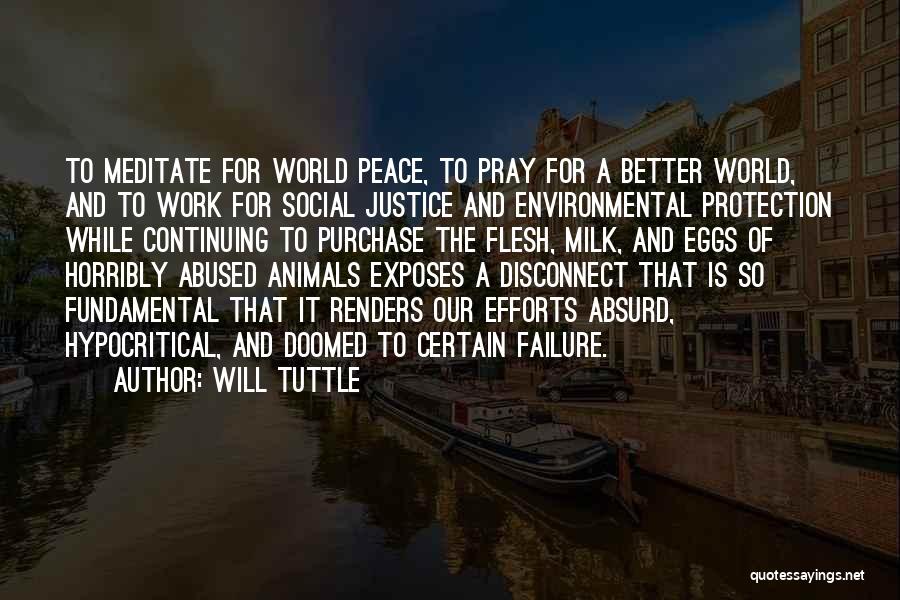 Will Tuttle Quotes: To Meditate For World Peace, To Pray For A Better World, And To Work For Social Justice And Environmental Protection