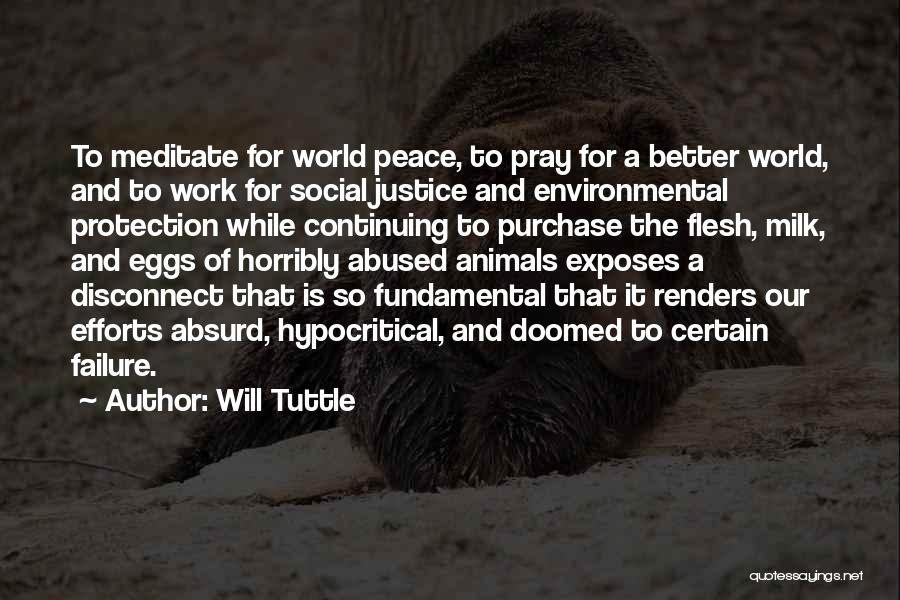 Will Tuttle Quotes: To Meditate For World Peace, To Pray For A Better World, And To Work For Social Justice And Environmental Protection