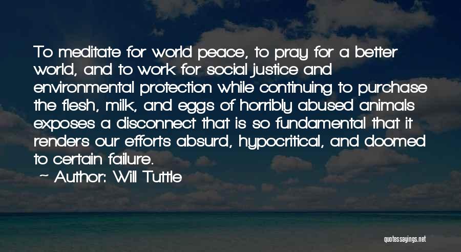 Will Tuttle Quotes: To Meditate For World Peace, To Pray For A Better World, And To Work For Social Justice And Environmental Protection