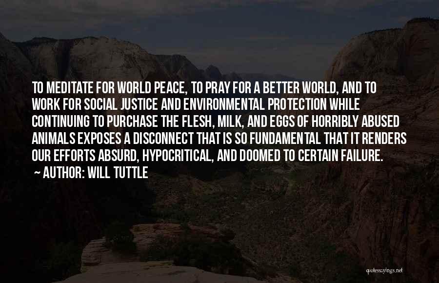 Will Tuttle Quotes: To Meditate For World Peace, To Pray For A Better World, And To Work For Social Justice And Environmental Protection