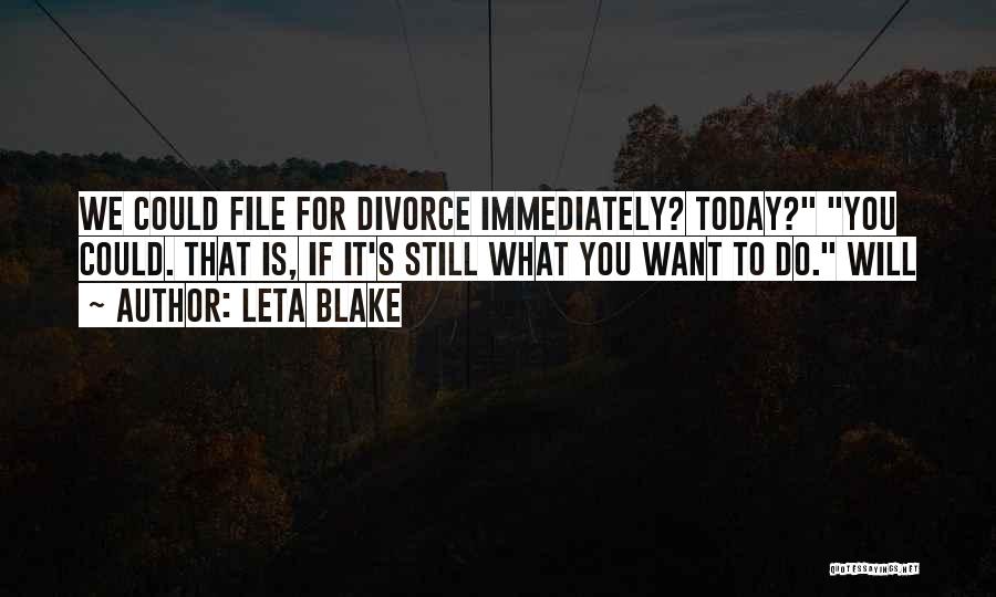 Leta Blake Quotes: We Could File For Divorce Immediately? Today? You Could. That Is, If It's Still What You Want To Do. Will