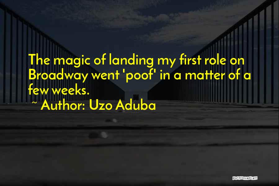Uzo Aduba Quotes: The Magic Of Landing My First Role On Broadway Went 'poof' In A Matter Of A Few Weeks.