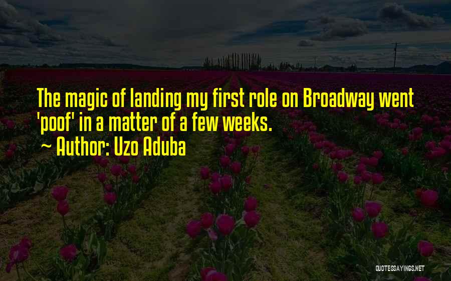 Uzo Aduba Quotes: The Magic Of Landing My First Role On Broadway Went 'poof' In A Matter Of A Few Weeks.