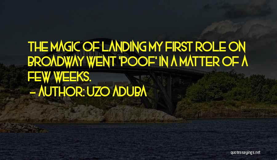 Uzo Aduba Quotes: The Magic Of Landing My First Role On Broadway Went 'poof' In A Matter Of A Few Weeks.