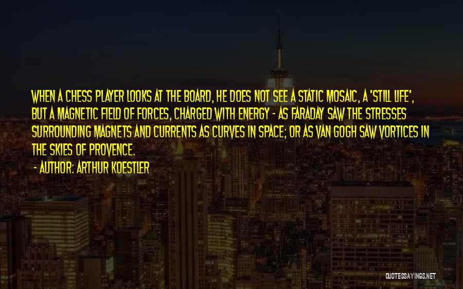 Arthur Koestler Quotes: When A Chess Player Looks At The Board, He Does Not See A Static Mosaic, A 'still Life', But A