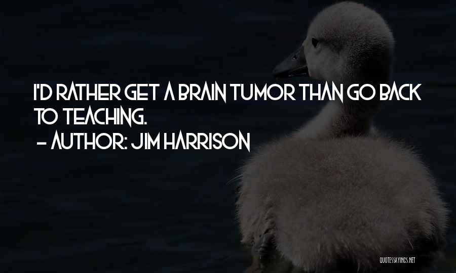 Jim Harrison Quotes: I'd Rather Get A Brain Tumor Than Go Back To Teaching.