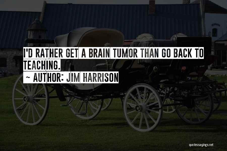 Jim Harrison Quotes: I'd Rather Get A Brain Tumor Than Go Back To Teaching.