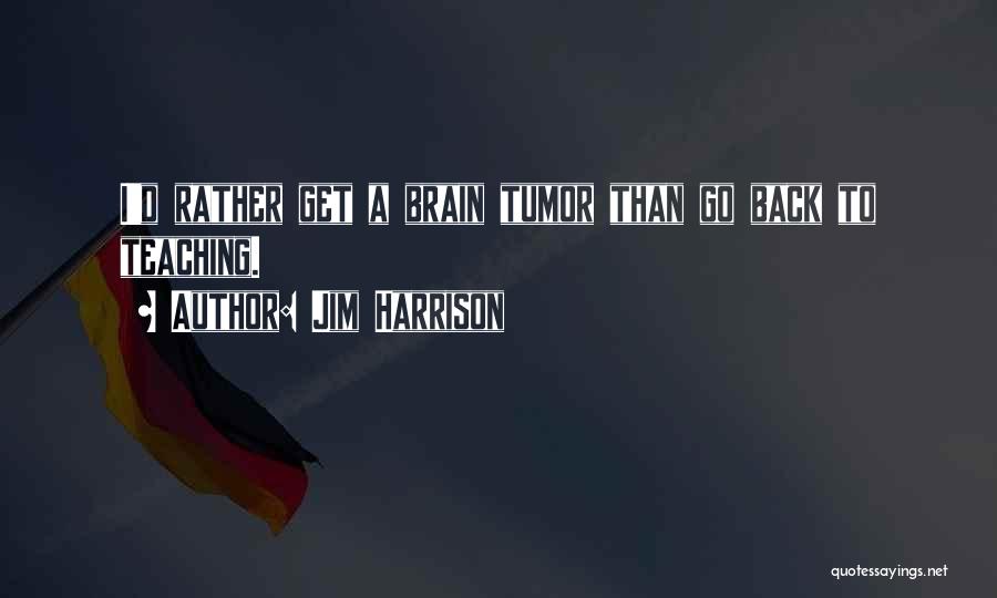 Jim Harrison Quotes: I'd Rather Get A Brain Tumor Than Go Back To Teaching.