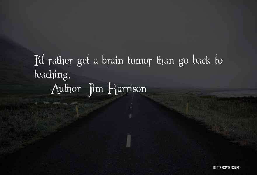 Jim Harrison Quotes: I'd Rather Get A Brain Tumor Than Go Back To Teaching.