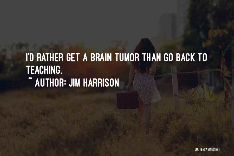 Jim Harrison Quotes: I'd Rather Get A Brain Tumor Than Go Back To Teaching.
