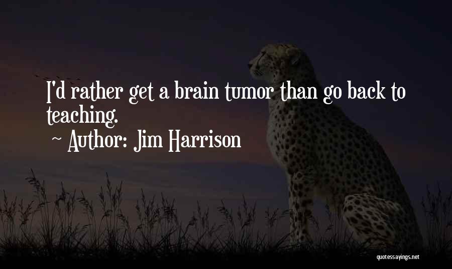 Jim Harrison Quotes: I'd Rather Get A Brain Tumor Than Go Back To Teaching.