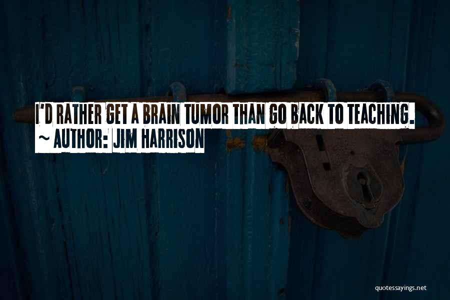 Jim Harrison Quotes: I'd Rather Get A Brain Tumor Than Go Back To Teaching.
