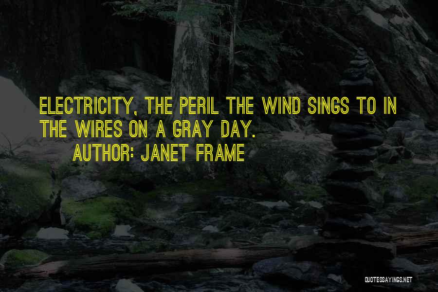 Janet Frame Quotes: Electricity, The Peril The Wind Sings To In The Wires On A Gray Day.