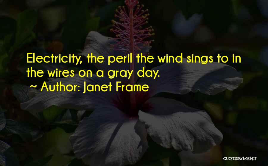 Janet Frame Quotes: Electricity, The Peril The Wind Sings To In The Wires On A Gray Day.
