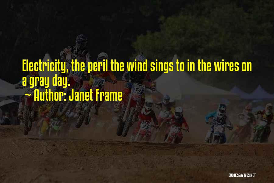 Janet Frame Quotes: Electricity, The Peril The Wind Sings To In The Wires On A Gray Day.