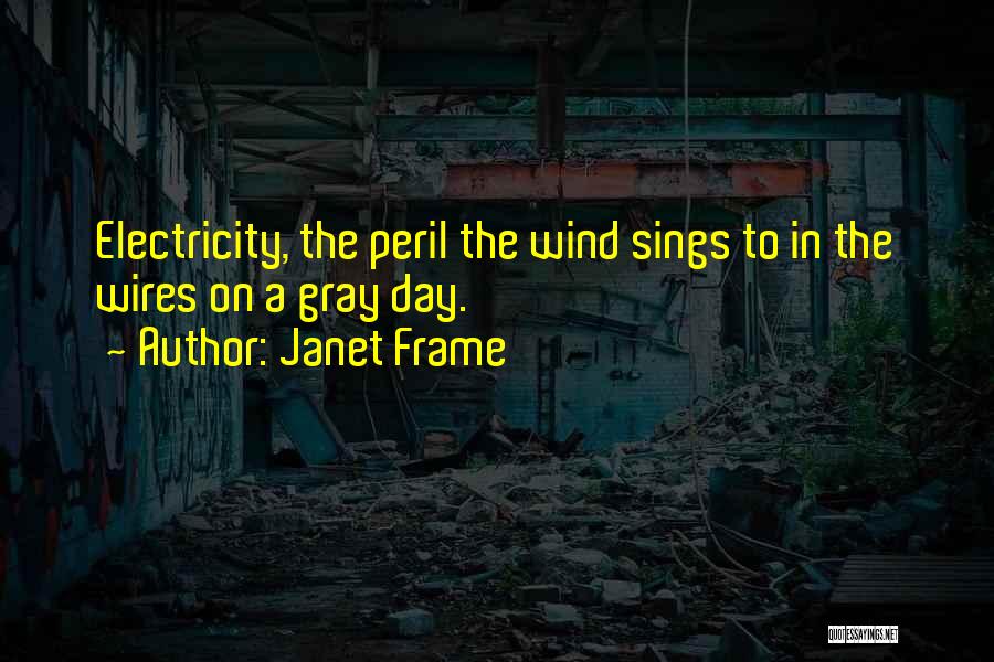 Janet Frame Quotes: Electricity, The Peril The Wind Sings To In The Wires On A Gray Day.