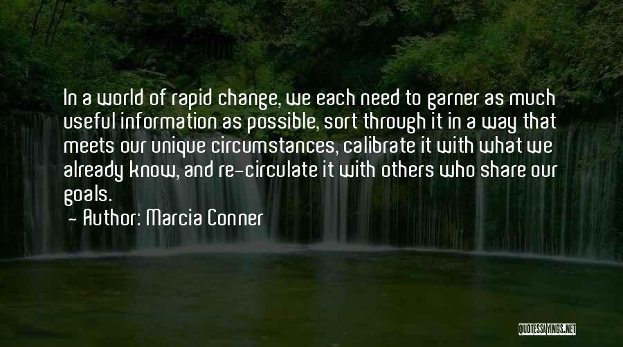 Marcia Conner Quotes: In A World Of Rapid Change, We Each Need To Garner As Much Useful Information As Possible, Sort Through It