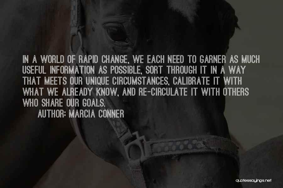 Marcia Conner Quotes: In A World Of Rapid Change, We Each Need To Garner As Much Useful Information As Possible, Sort Through It