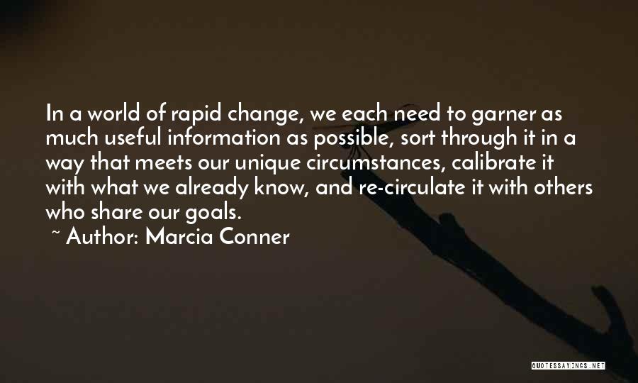 Marcia Conner Quotes: In A World Of Rapid Change, We Each Need To Garner As Much Useful Information As Possible, Sort Through It