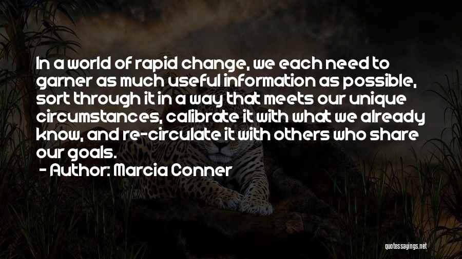 Marcia Conner Quotes: In A World Of Rapid Change, We Each Need To Garner As Much Useful Information As Possible, Sort Through It