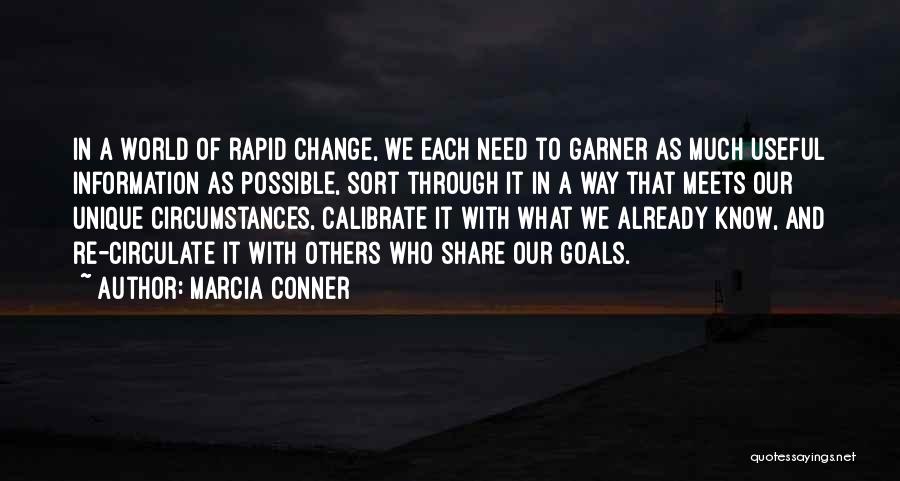 Marcia Conner Quotes: In A World Of Rapid Change, We Each Need To Garner As Much Useful Information As Possible, Sort Through It