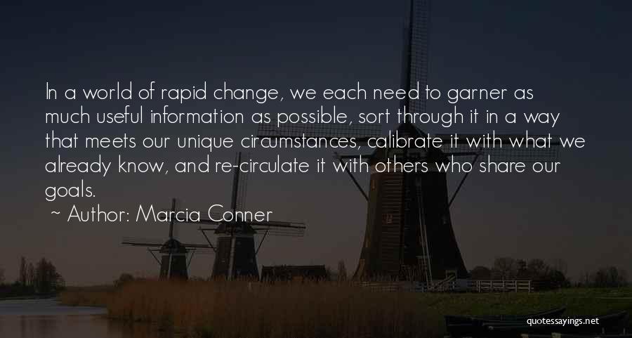 Marcia Conner Quotes: In A World Of Rapid Change, We Each Need To Garner As Much Useful Information As Possible, Sort Through It