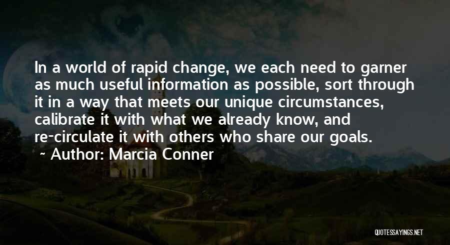 Marcia Conner Quotes: In A World Of Rapid Change, We Each Need To Garner As Much Useful Information As Possible, Sort Through It