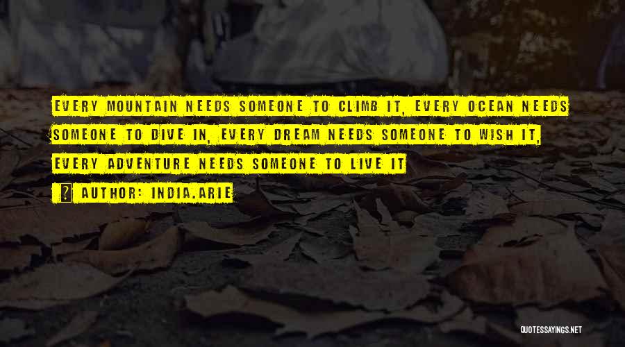 India.Arie Quotes: Every Mountain Needs Someone To Climb It, Every Ocean Needs Someone To Dive In, Every Dream Needs Someone To Wish