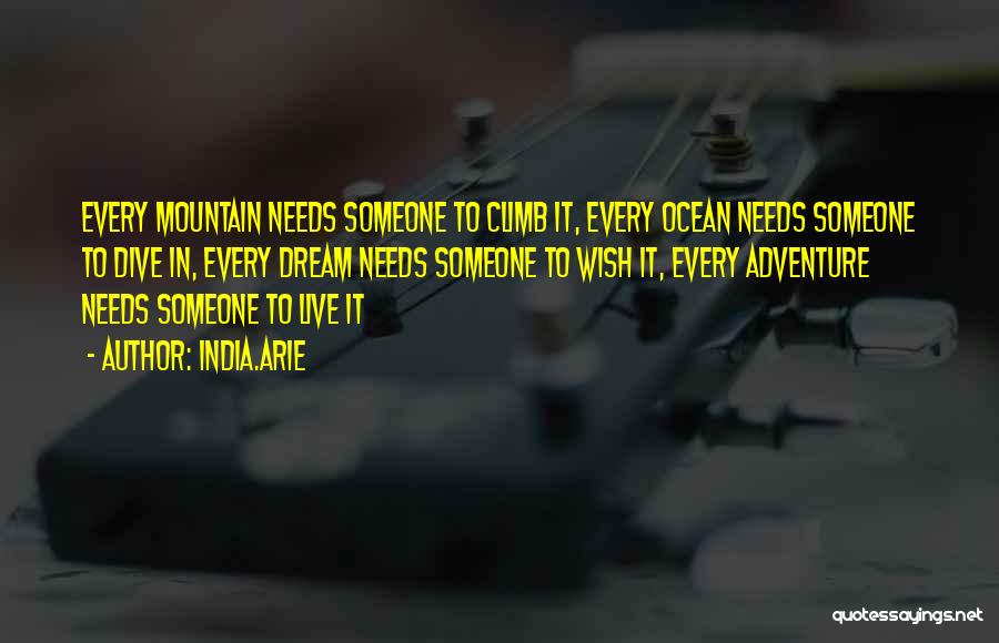 India.Arie Quotes: Every Mountain Needs Someone To Climb It, Every Ocean Needs Someone To Dive In, Every Dream Needs Someone To Wish