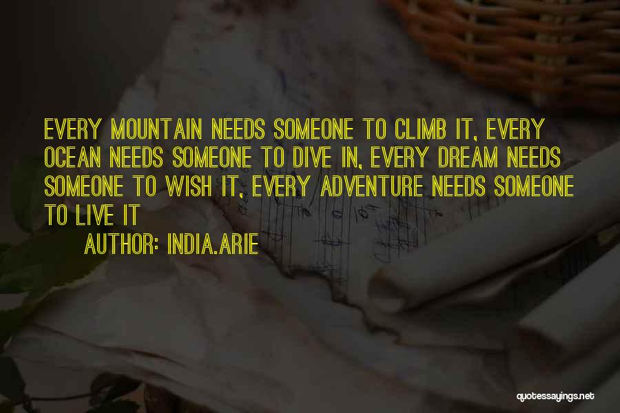 India.Arie Quotes: Every Mountain Needs Someone To Climb It, Every Ocean Needs Someone To Dive In, Every Dream Needs Someone To Wish