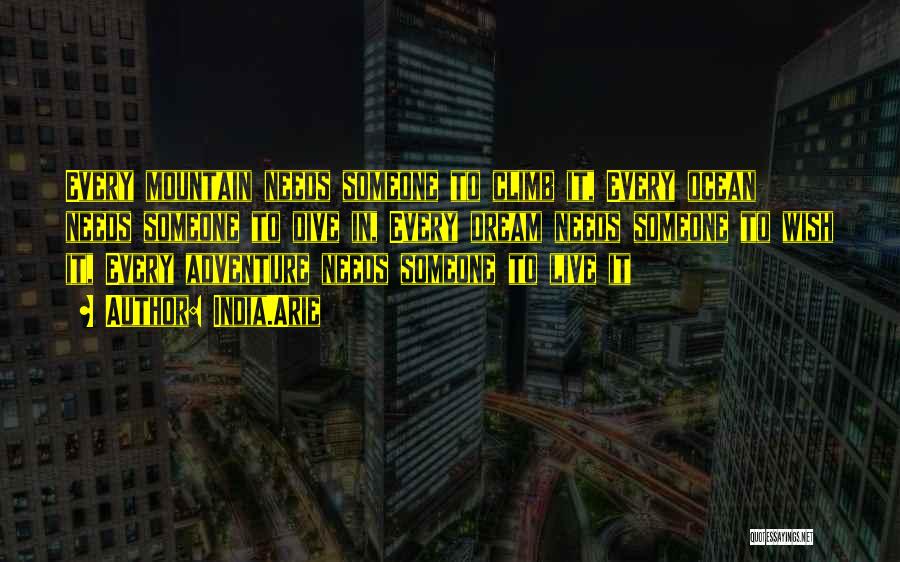 India.Arie Quotes: Every Mountain Needs Someone To Climb It, Every Ocean Needs Someone To Dive In, Every Dream Needs Someone To Wish