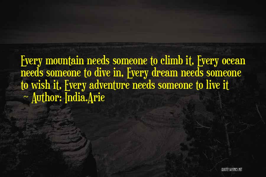 India.Arie Quotes: Every Mountain Needs Someone To Climb It, Every Ocean Needs Someone To Dive In, Every Dream Needs Someone To Wish