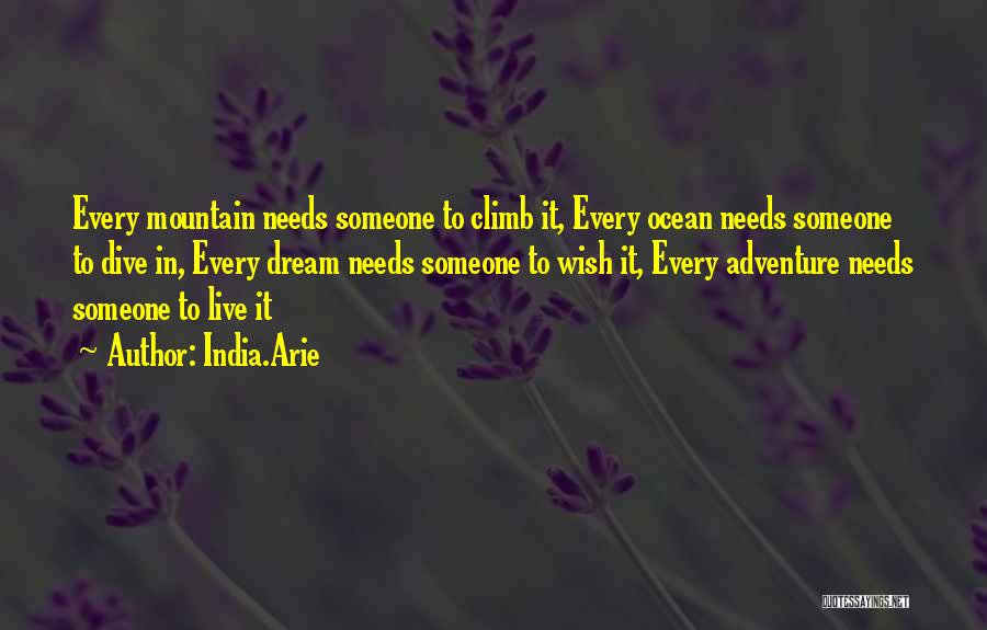 India.Arie Quotes: Every Mountain Needs Someone To Climb It, Every Ocean Needs Someone To Dive In, Every Dream Needs Someone To Wish