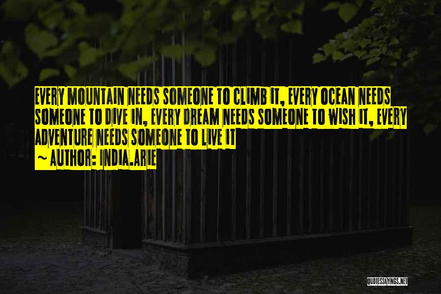 India.Arie Quotes: Every Mountain Needs Someone To Climb It, Every Ocean Needs Someone To Dive In, Every Dream Needs Someone To Wish