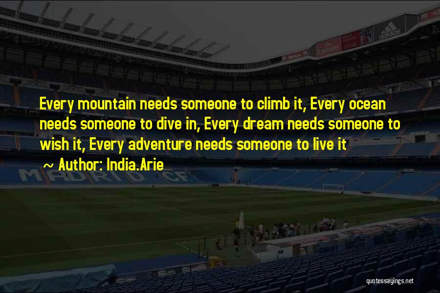 India.Arie Quotes: Every Mountain Needs Someone To Climb It, Every Ocean Needs Someone To Dive In, Every Dream Needs Someone To Wish