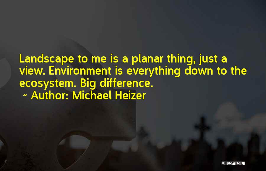 Michael Heizer Quotes: Landscape To Me Is A Planar Thing, Just A View. Environment Is Everything Down To The Ecosystem. Big Difference.