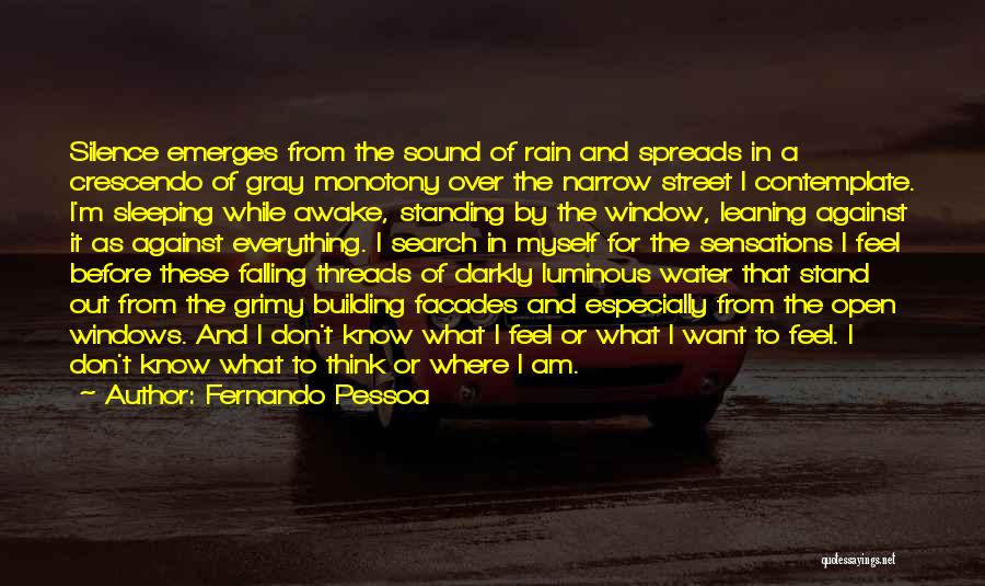 Fernando Pessoa Quotes: Silence Emerges From The Sound Of Rain And Spreads In A Crescendo Of Gray Monotony Over The Narrow Street I