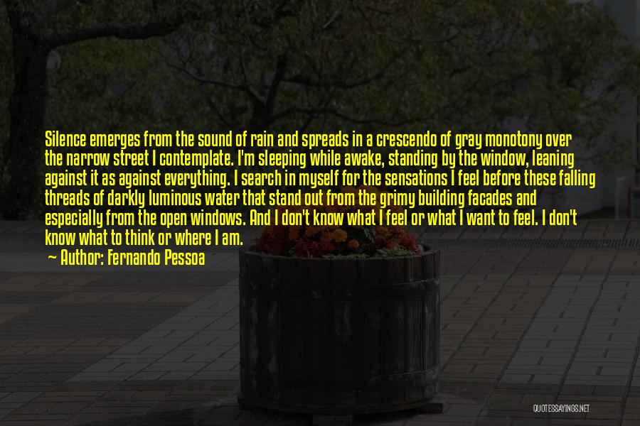 Fernando Pessoa Quotes: Silence Emerges From The Sound Of Rain And Spreads In A Crescendo Of Gray Monotony Over The Narrow Street I