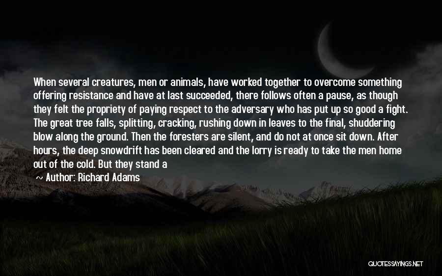 Richard Adams Quotes: When Several Creatures, Men Or Animals, Have Worked Together To Overcome Something Offering Resistance And Have At Last Succeeded, There