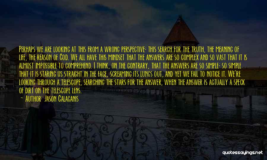 Jason Calacanis Quotes: Perhaps We Are Looking At This From A Wrong Perspective; This Search For The Truth, The Meaning Of Life, The