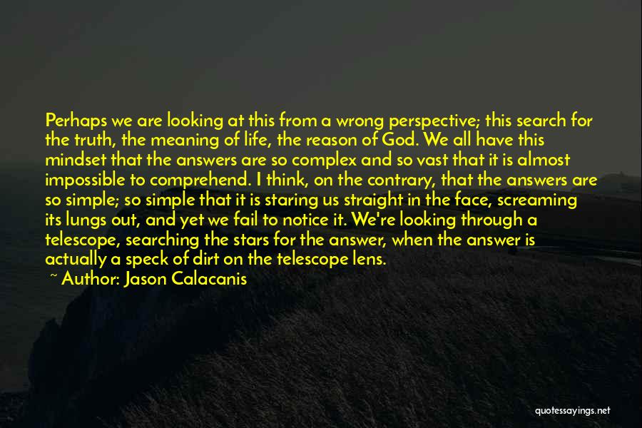 Jason Calacanis Quotes: Perhaps We Are Looking At This From A Wrong Perspective; This Search For The Truth, The Meaning Of Life, The