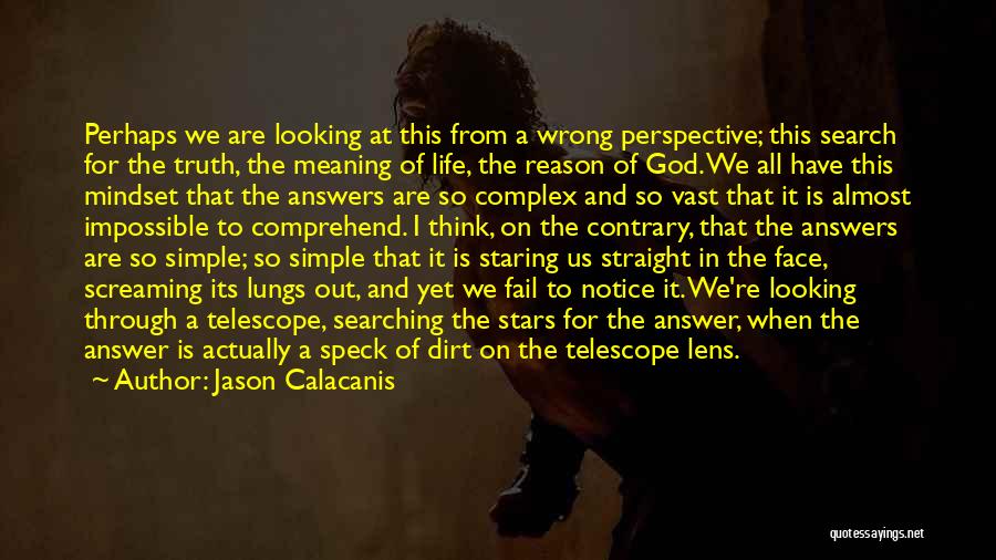 Jason Calacanis Quotes: Perhaps We Are Looking At This From A Wrong Perspective; This Search For The Truth, The Meaning Of Life, The