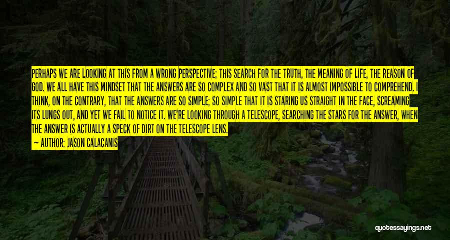 Jason Calacanis Quotes: Perhaps We Are Looking At This From A Wrong Perspective; This Search For The Truth, The Meaning Of Life, The