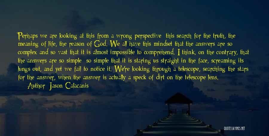 Jason Calacanis Quotes: Perhaps We Are Looking At This From A Wrong Perspective; This Search For The Truth, The Meaning Of Life, The