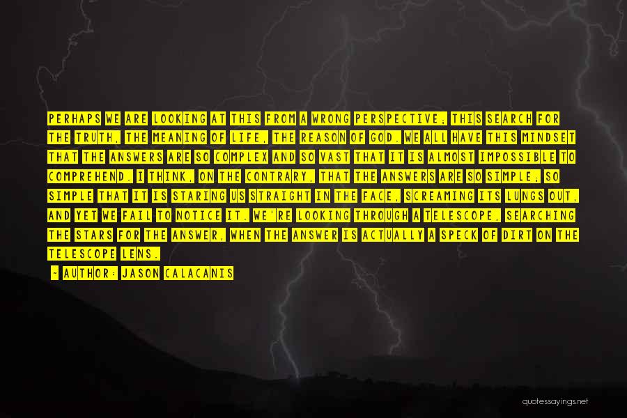 Jason Calacanis Quotes: Perhaps We Are Looking At This From A Wrong Perspective; This Search For The Truth, The Meaning Of Life, The