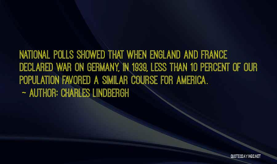 Charles Lindbergh Quotes: National Polls Showed That When England And France Declared War On Germany, In 1939, Less Than 10 Percent Of Our