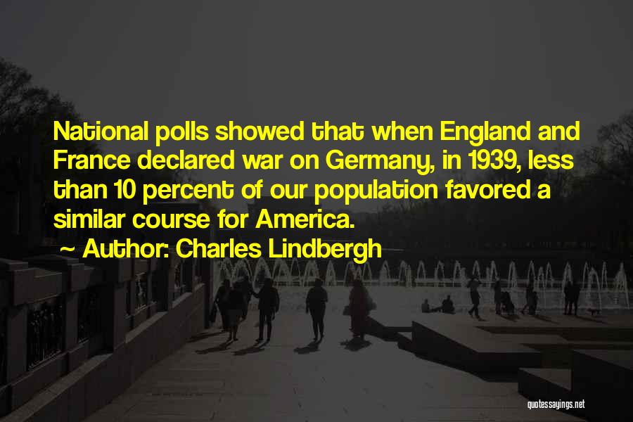 Charles Lindbergh Quotes: National Polls Showed That When England And France Declared War On Germany, In 1939, Less Than 10 Percent Of Our